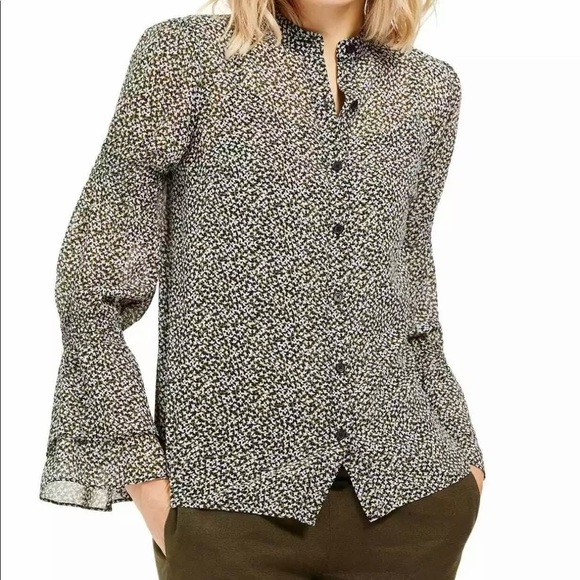 MICHAEL Michael Kors Tops - Michael Kors Green Floral Print Bell Sleeve Top